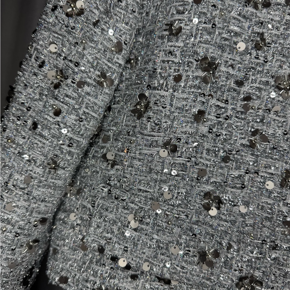 Zara Silver Textured Blazer - Picture 9 of 12
